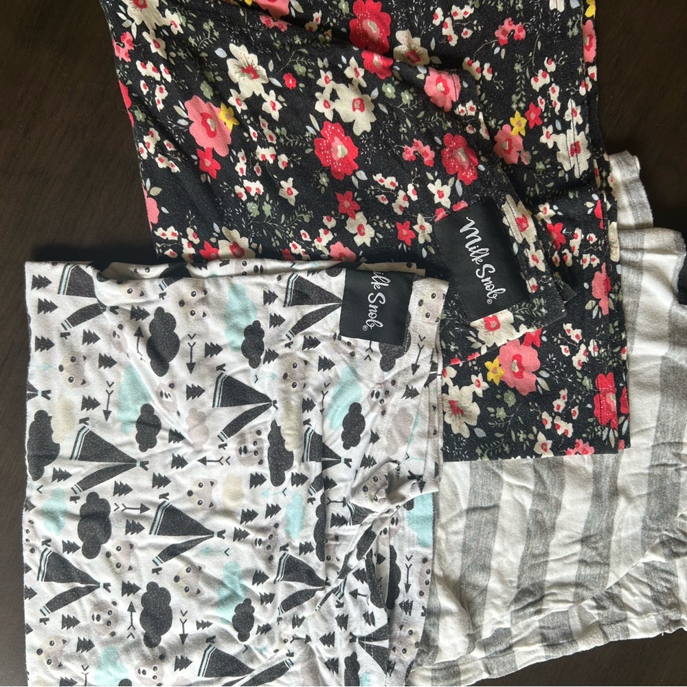 Milk Snob Floral Nursing Cover - Black with Pink & Cream Flowers 3 pack